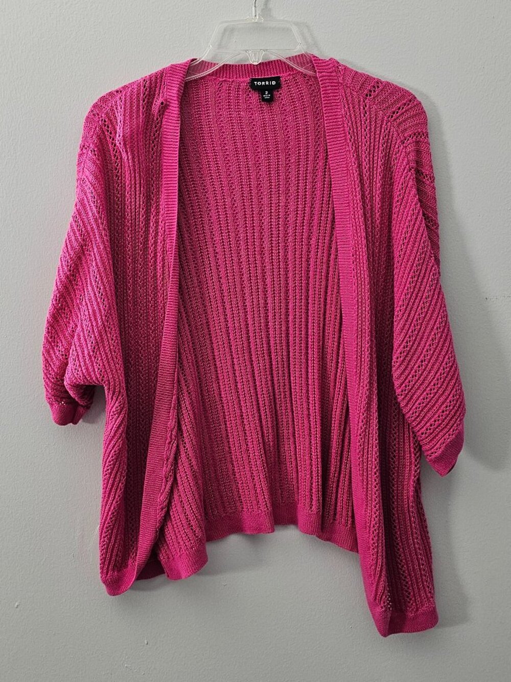 Torrid Pink Open Front Knit Cardigan Short Sleeve Size 2